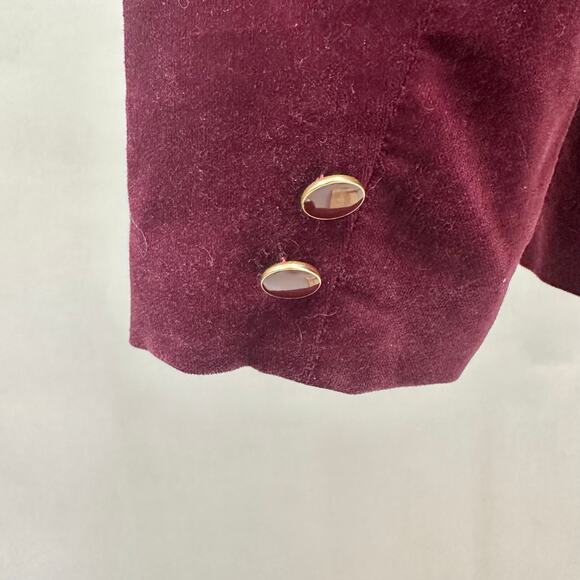 Vintage 90s  Y2k Burgundy Velvet Blazer Jacket Classic Tailored Fit Size 12 - Picture 11 of 16